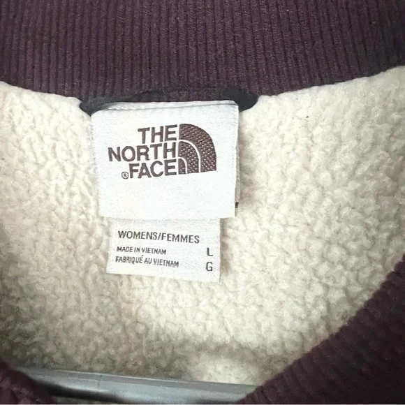 The North Face Womens Quilted Cuchillo Parka Large Coat Fleece Burgundy Maroon - Picture 8 of 16